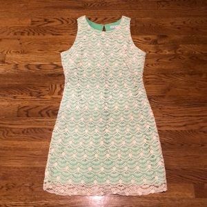 Cream and green crochet dress